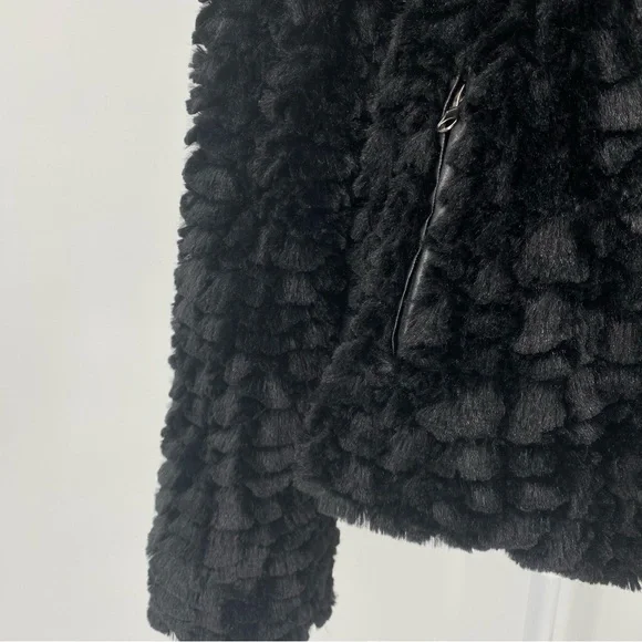 Adrienne Landau Black Faux Fur Moto Jacket - Picture 3 of 16